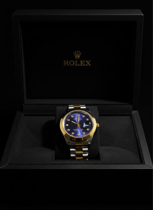 Iconic ROLEX Oyster Perpetual Datejust - Two-Tone Gold & Steel, Blue Dial, Diamond Elegance