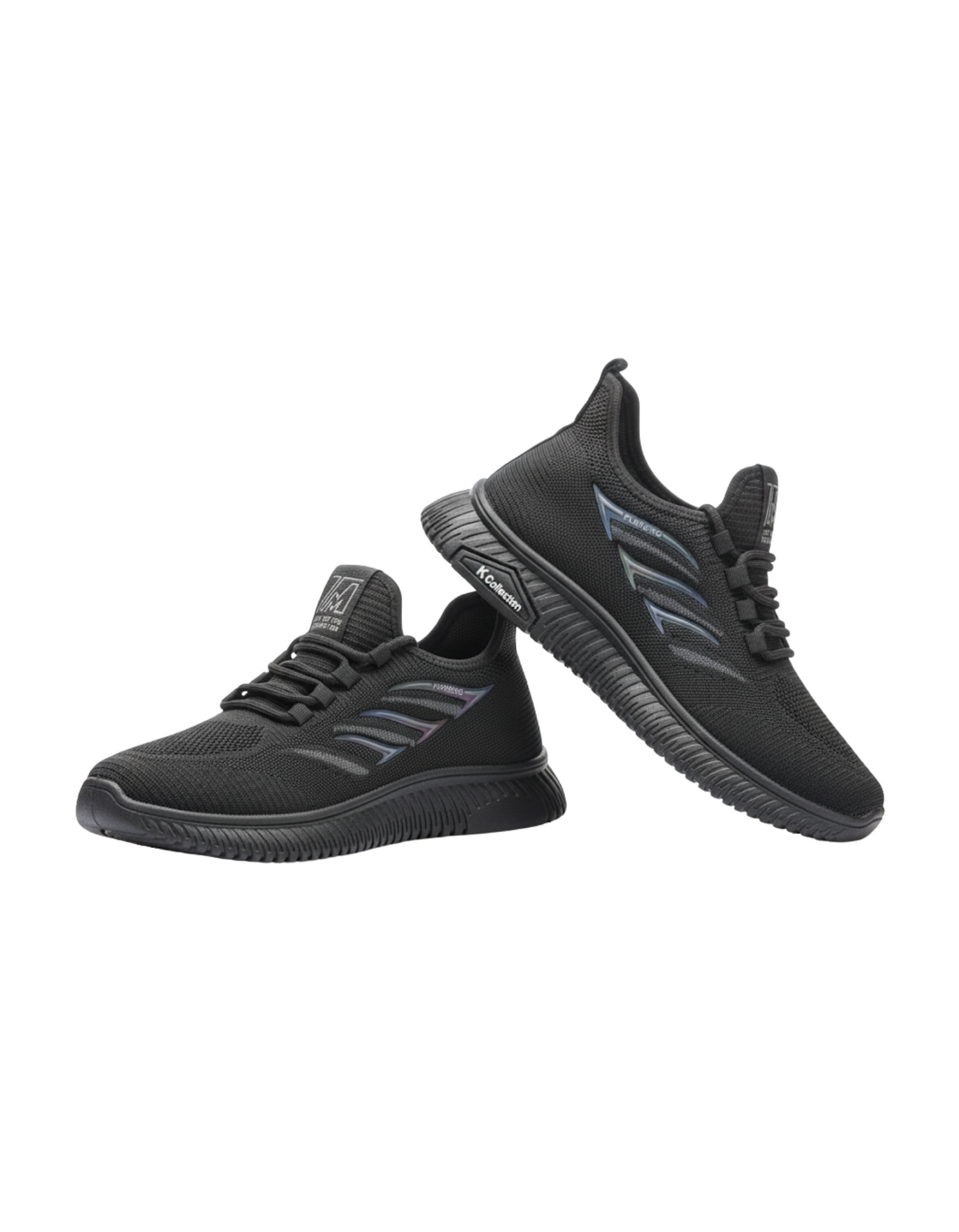 TM 'Phantom Knit' Runner - All-Black with Iridescent Wings | Lightweight, Superior Comfort, and Dynamic Style