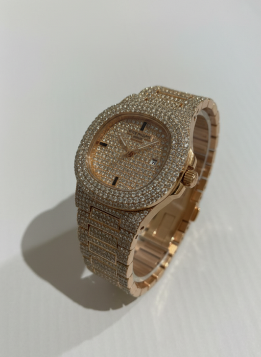 Exquisite Iced Out Rose Gold Watch