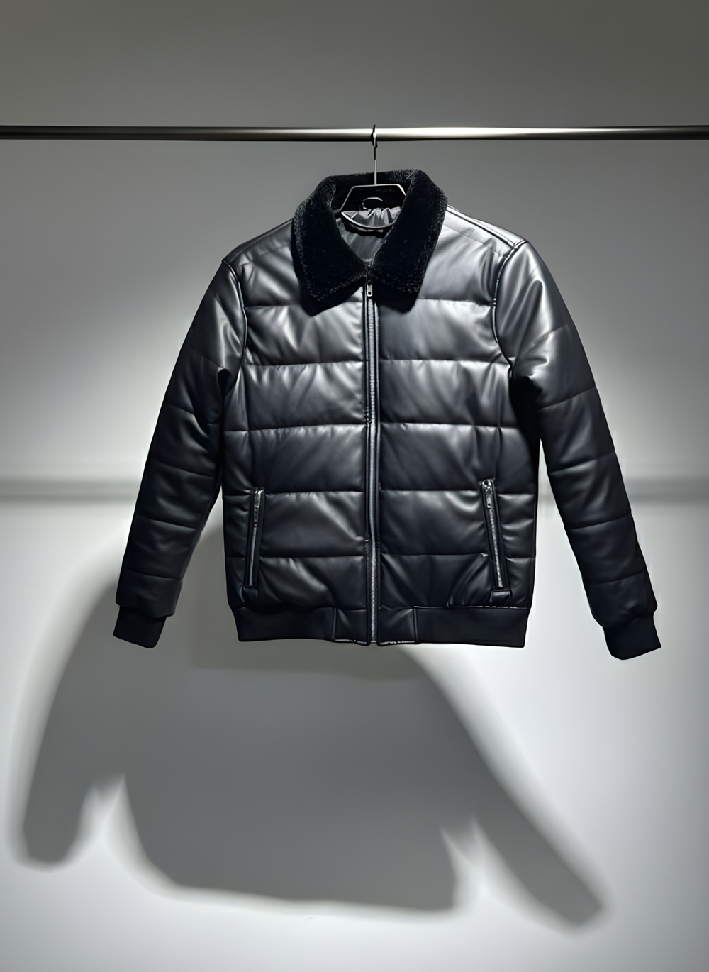 Faux Leather Puffer Jacket
