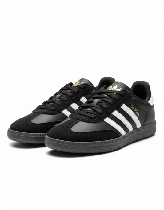 Adidas Samba Classic - Black/White with Gold Accents