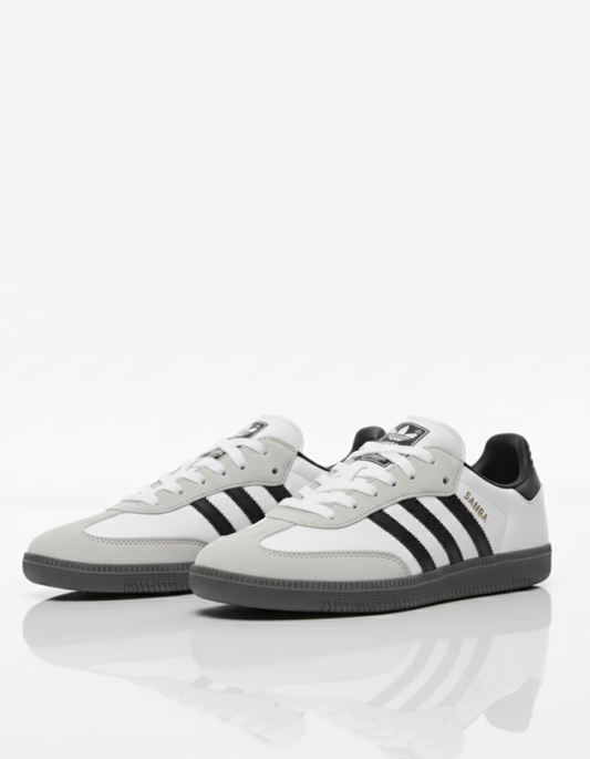 Adidas Samba Classic Trainer - White/Black/Grey | Heritage Icon, Premium Leather Build, and Versatile Style